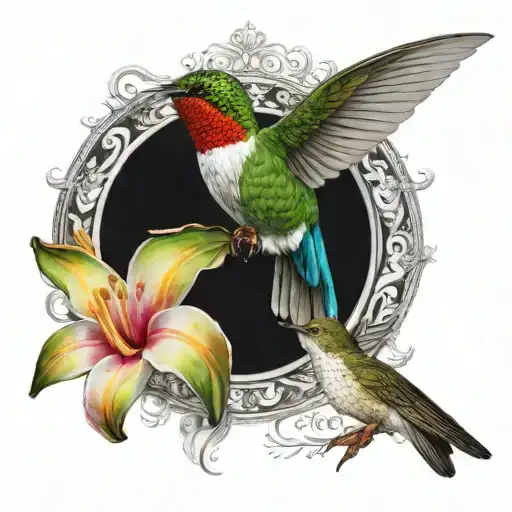 map of guyana - hummingbird - frangipani flower - ibiscus tattoo design idea