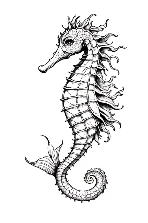 seahorse mermaid tattoo design idea