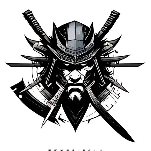 cyberpunk samurai logo head tattoo design idea