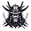 cyberpunk samurai logo head tattoo design idea