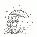 Undertale raining statue holding an umbrella tattoo design idea