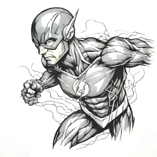 The flash with lighting coming all off his body tattoo design idea