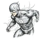 The flash with lighting coming all off his body tattoo design idea