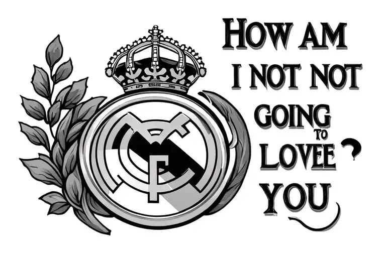 Real Madrid Historiacal Crest and "How am I not going to love you?" tattoo design idea