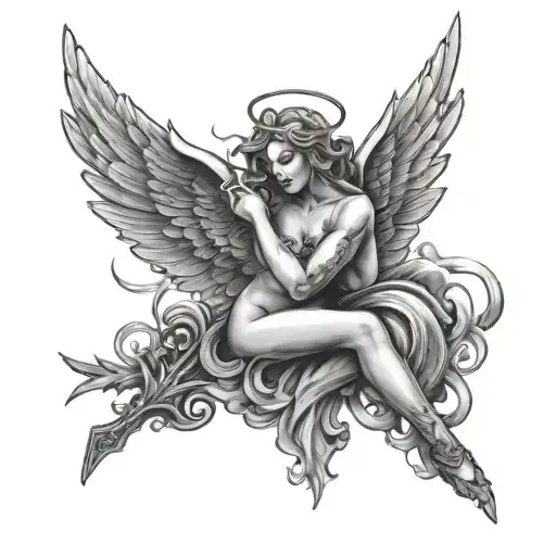 angels lie to keep control tattoo design idea