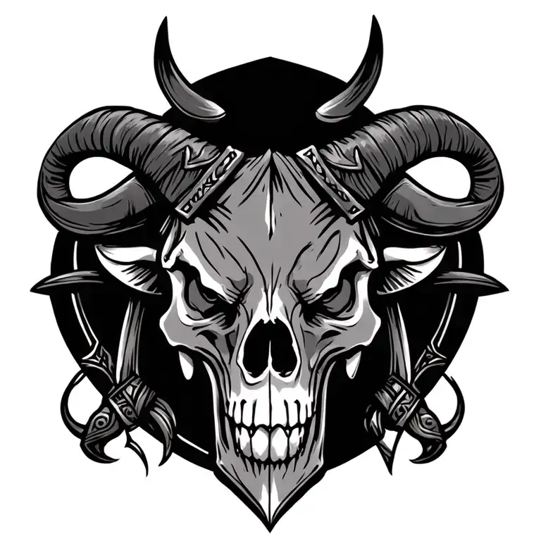 Taurus skull with viking style tattoo tattoo design idea
