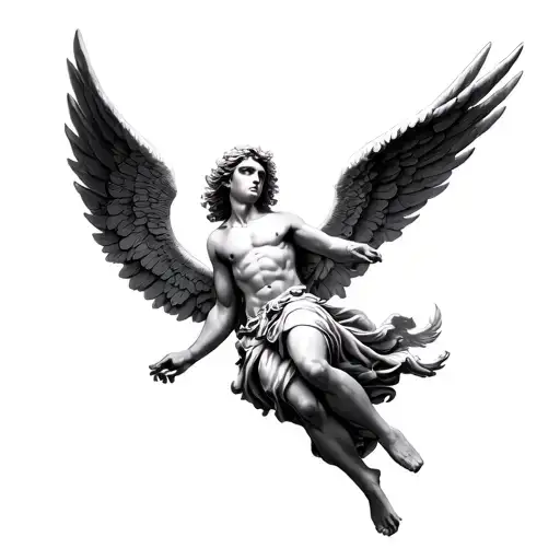 angel falling Icarus tattoo design idea