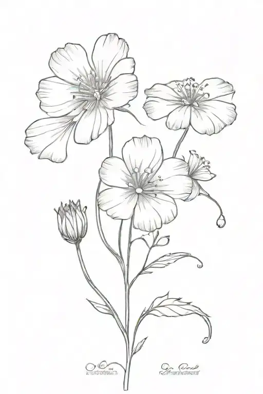 primrose and cosmos flower tattoo design idea