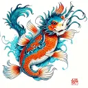 koi fish dragon wrapped tattoo design idea