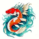 koi fish dragon wrapped tattoo design idea