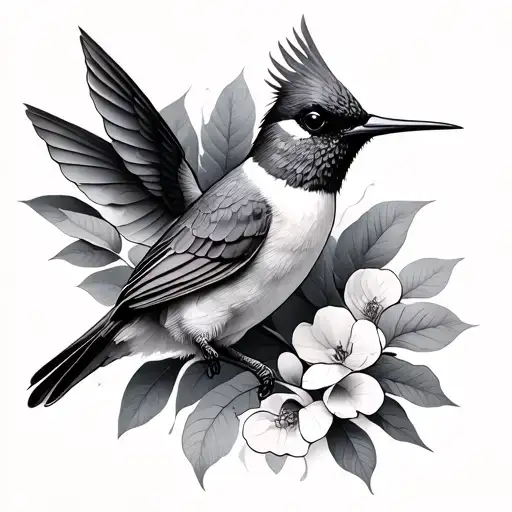 hummingbird and cardinal bird tattoo design idea