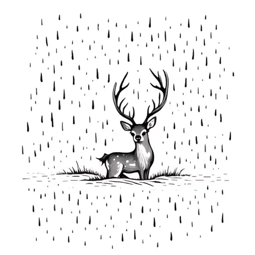 a young deer in the rain tattoo design idea