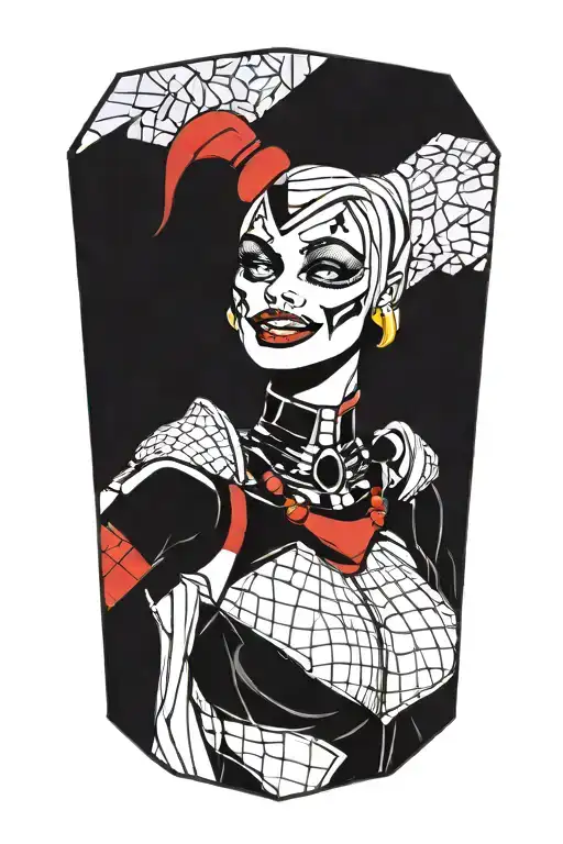 harley quinn attractive body hips waist tattoo design idea