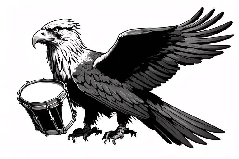 world war 2 eagle holding a snare drum tattoo design idea