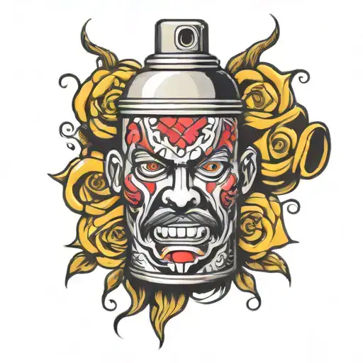 spray can with face tattoo design idea