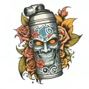 spray can with face tattoo design idea