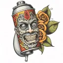 spray can with face tattoo design idea