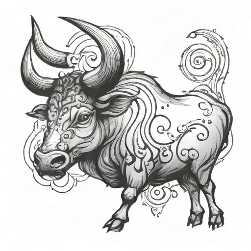 Taurus zodiac symbol constellation intertwined tattoo design idea