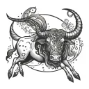 Taurus zodiac symbol constellation intertwined tattoo design idea