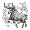 Taurus zodiac symbol constellation intertwined tattoo design idea