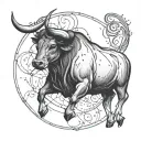 Taurus zodiac symbol constellation intertwined tattoo design idea