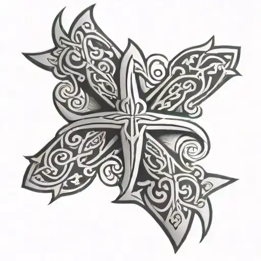 colombian tribal cross tattoo design idea