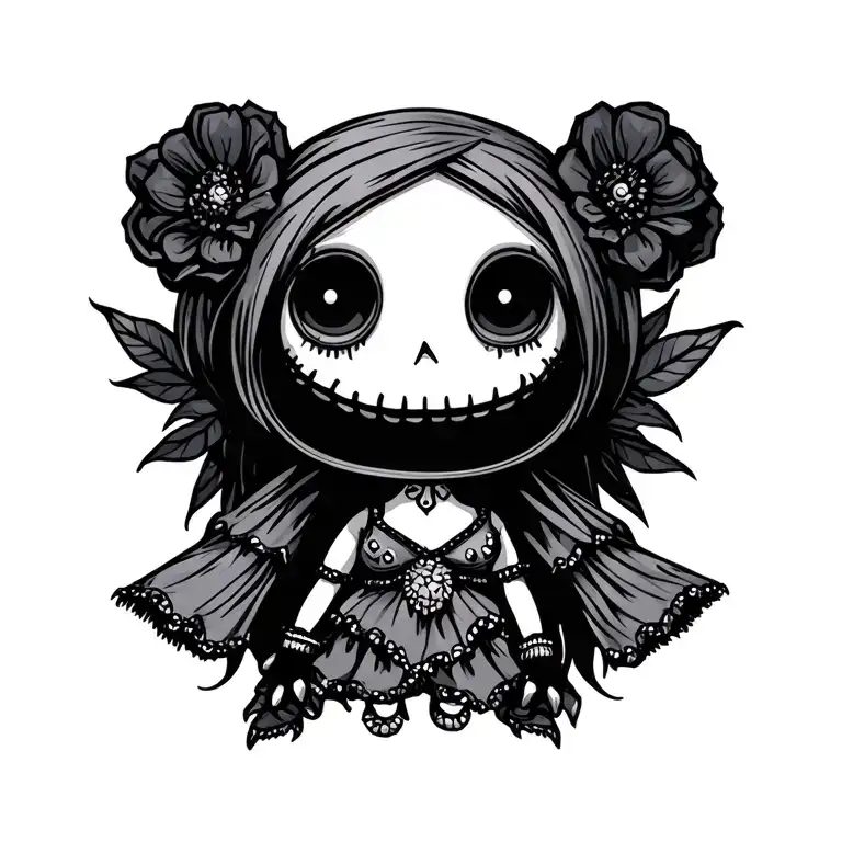 cute voodoo doll tattoo design idea