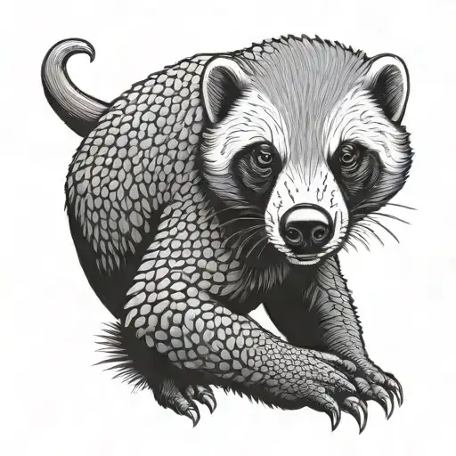 honey badger with honey comb tattoo design idea