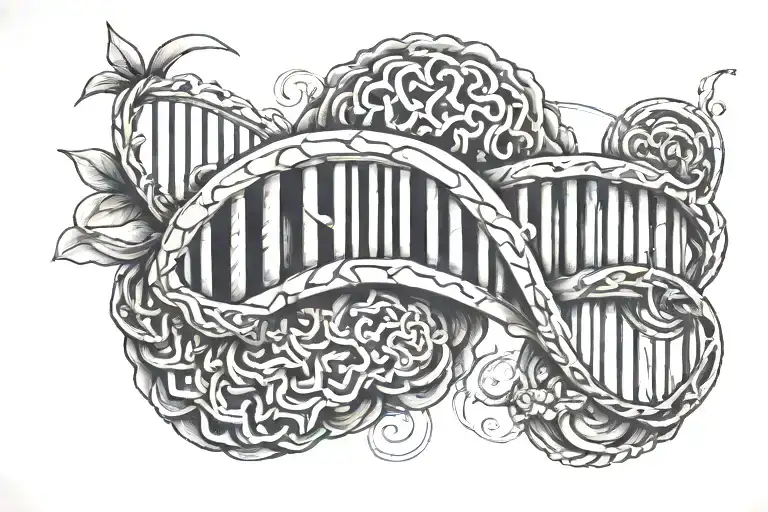 dna double helix brain tattoo design idea