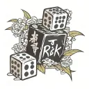 dice that say risk and and rich tattoo design idea