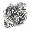 dice that say risk and and rich tattoo design idea
