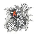dice that say risk and and rich tattoo design idea