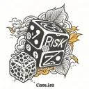 dice that say risk and and rich tattoo design idea