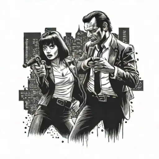 pulp fiction dance scene tattoo scatch tattoo design idea