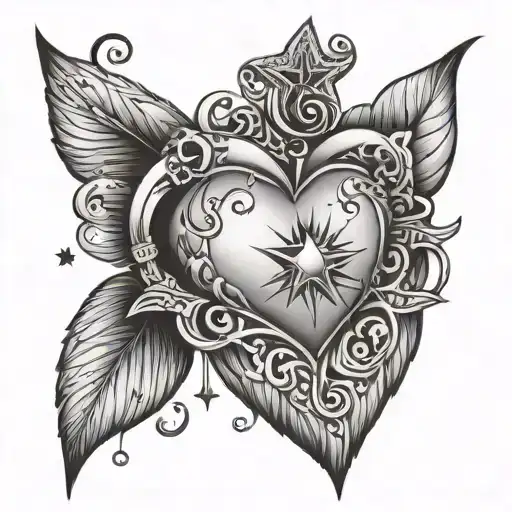 Star Eumeka Johnnie in hearts one heart tattoo design idea