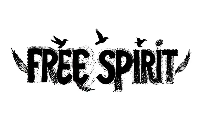 "free spirit" feathers and birds flying tattoo design idea