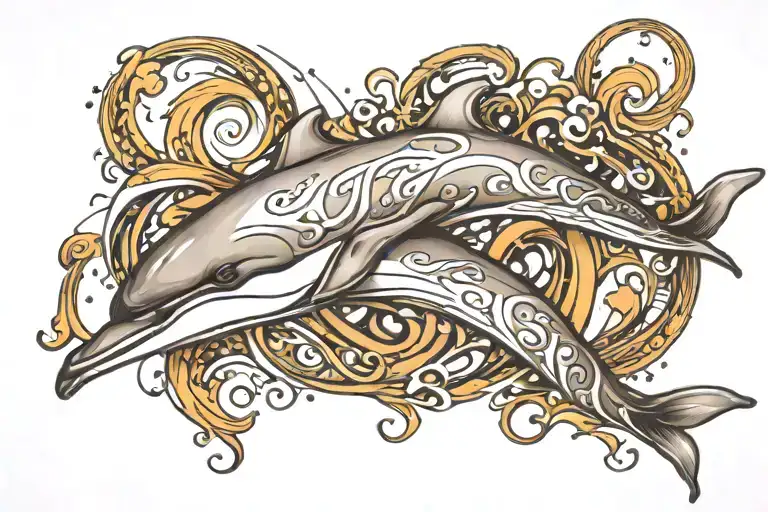 dolphin with infinty sign tattoo design idea