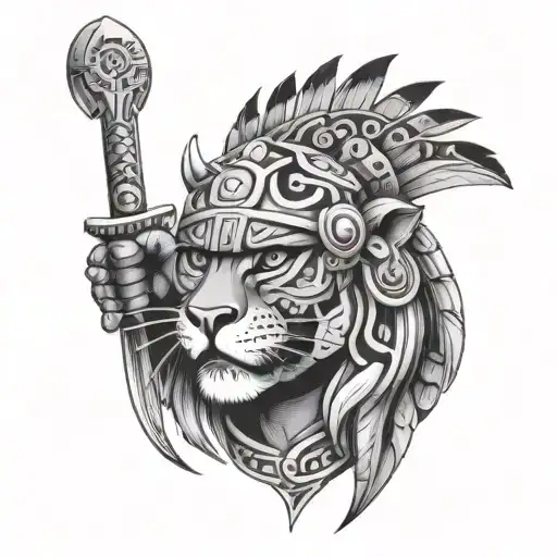aztec jaguar warrior tattoo design idea
