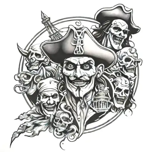 pirates , joker face,life, angels,light tower,family tattoo design idea