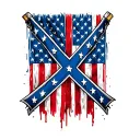 confederate flag in center with american flag behind it tattoo design idea