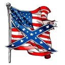 confederate flag in center with american flag behind it tattoo design idea