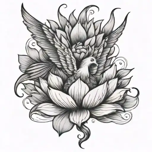 phoenix, lotus flower,mental health tattoo tattoo design idea