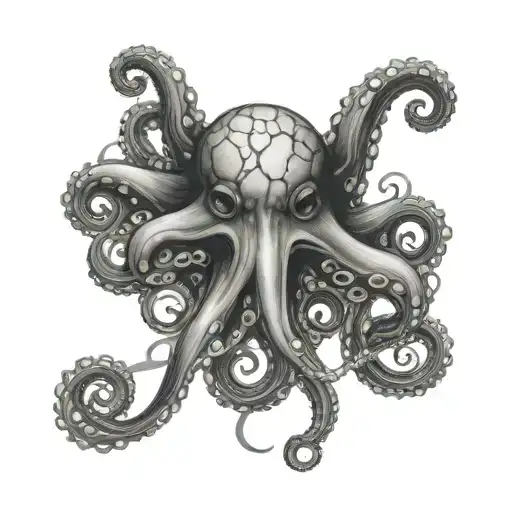 planets and octopus tentacles tattoo design idea