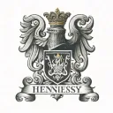 Hennessy coat of arms with the name Hennessy written clearly tattoo design idea