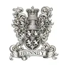 Hennessy coat of arms with the name Hennessy written clearly tattoo design idea