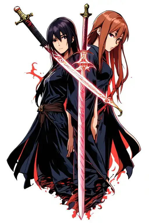 asuna y kirito sword x tattoo design idea