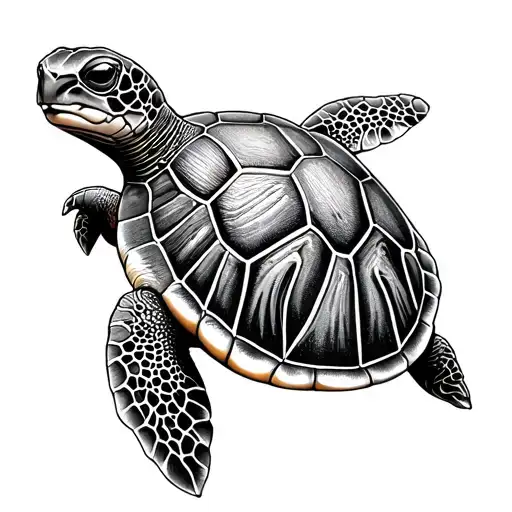 Sea turtle with peace love and prosperity tattoo design idea