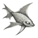 3d embossed mantaray stlyed like it is a pauldron tattoo design idea