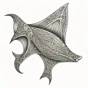 3d embossed mantaray stlyed like it is a pauldron tattoo design idea
