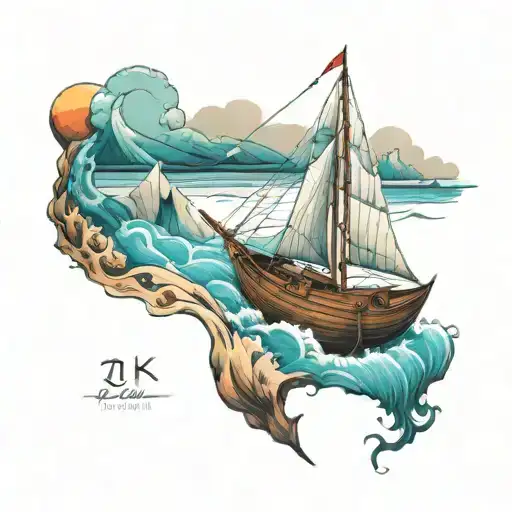 boat sailing tattoo design idea